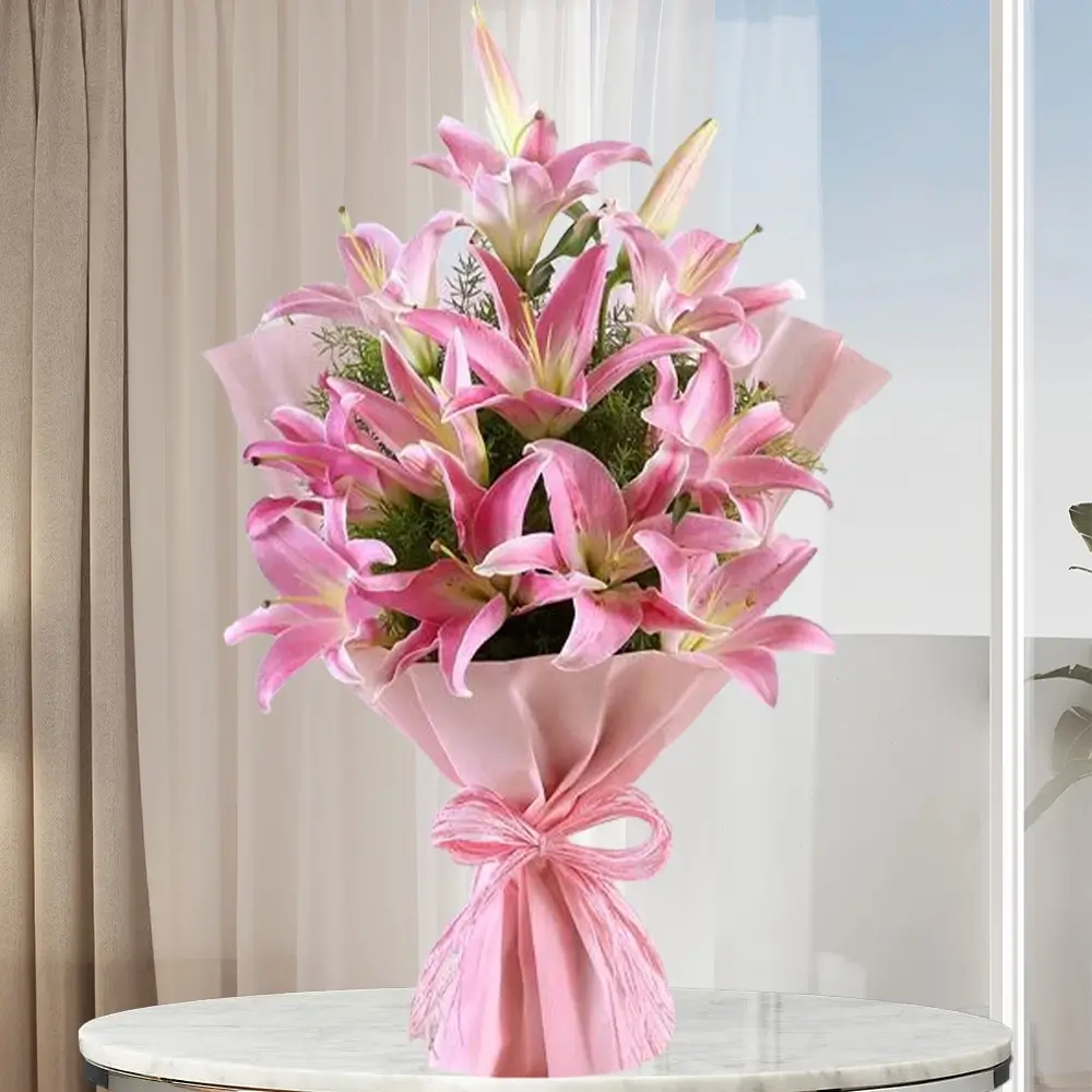 Pink lily bouquet
